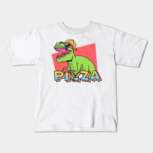 Dinosaur Eating Pizza Kids T-Shirt